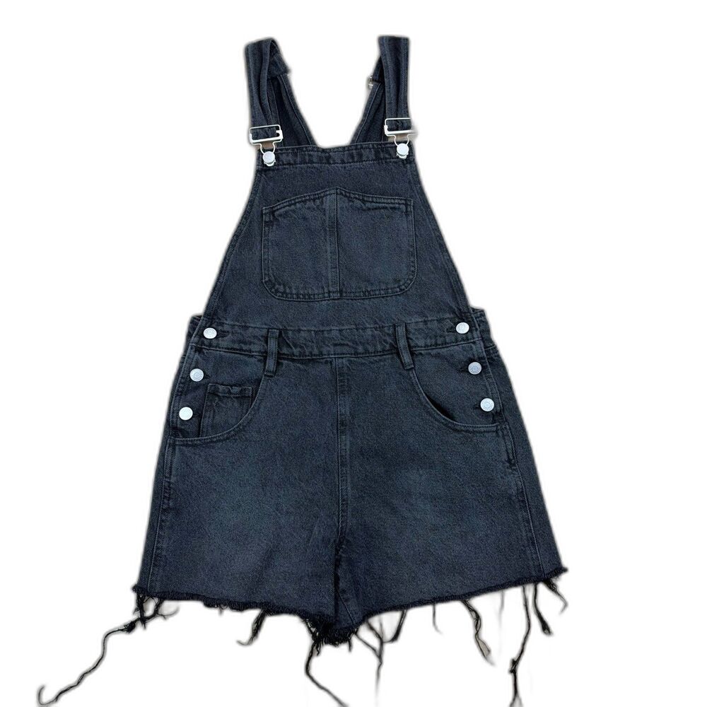 PacSun Women's Small S Black Shortalls Shortall Ripped Shredded Ripped